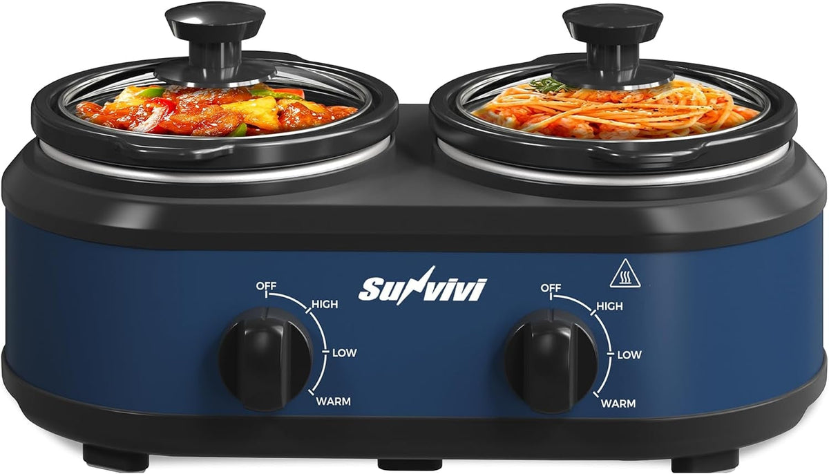 Double Slow Cooker with 2 Removable Pots