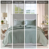 3 Piece Reversible Scalloped Edge Quilt Set Seafoam Full/Queen