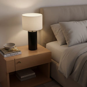 Aura - Table Lamp With On / Off Switch Block Base - Black / White