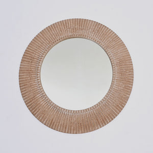 Handcarved Decorative Hanging Wall Mirror - Antique Brown / White