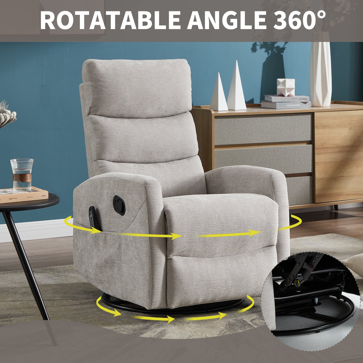 Heat Massage Manual Recliner Chair with Rocker and Swivel
