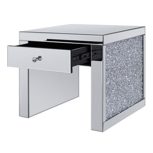 Noralie - 24" Square End Table - Mirrored & Faux Diamonds