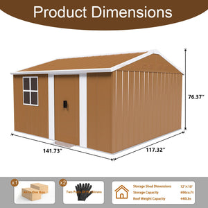 Heavy Duty Metal Storage Shed With Windows And Lockable Door