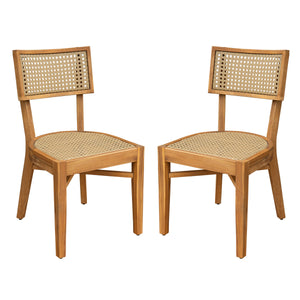 Netro Acacia Wood Dining Chair with Light Brown Wicker
