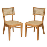 Netro Acacia Wood Dining Chair with Light Brown Wicker