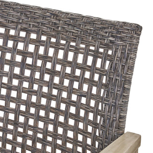 Hampton - Outdoor Wood And Wicker Loveseat - Gray