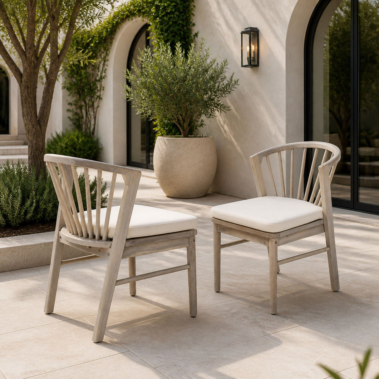 Outdoor Dining Chairs Set of 2, Acacia Wood Patio Chairs