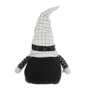 23.5" Halloween Gnome – Fabric Sitting Decor with White Hat & Spider Accent