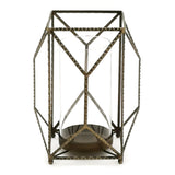 Geometric Iron Candle Holder 10"H