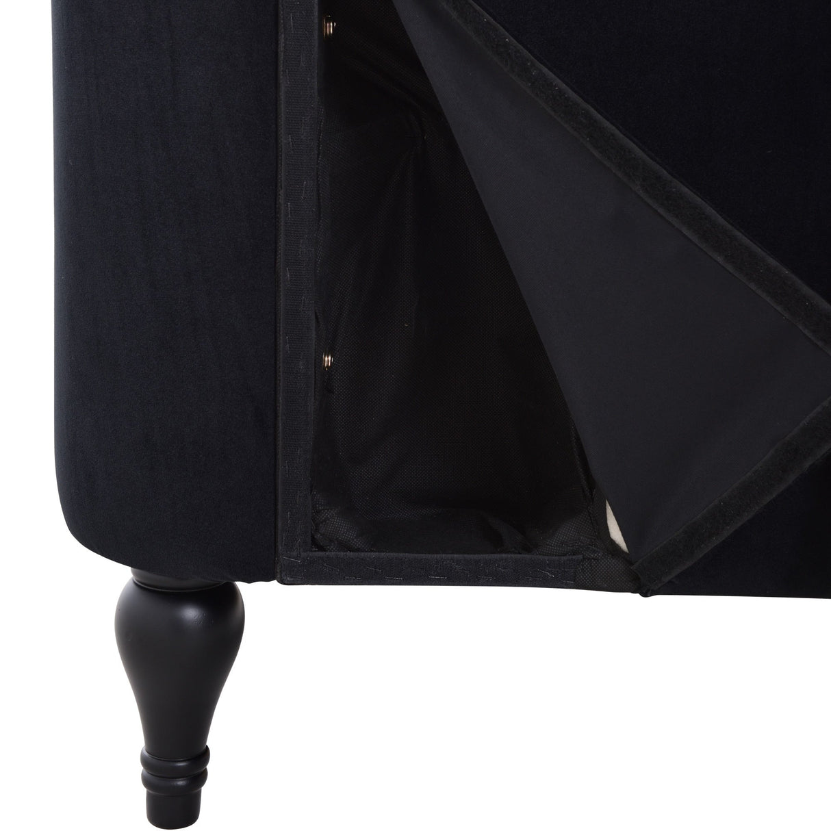 58" Velvet Chaise Lounge with Nailhead Trim and Solid Wood Legs