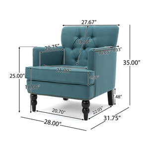 Harrison Tufted Club Chair with Plush Cushion and Studded Trim