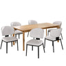 7 Pieces Contemporary Dining Set With Faux Leather Chairs