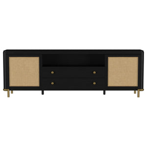 Arini Rattan Cane 2-door TV Stand Media Console Black