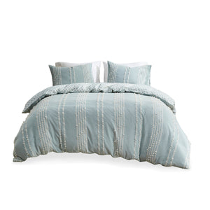 King/Cal King 3 Piece Cotton Jacquard Duvet Cover Set