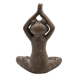 11.5x6.5x15 Brown Magnesium Yoga Frog Figurine in Namaste Pose with Gold Accents