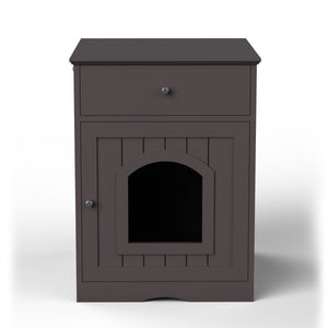 Pet House Cat Litter Box Enclosure With Drawer, Side Table