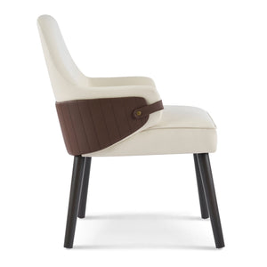 Indoor Dining Chair Set of 2 with Ergonomic Armrests - Beige/Brown