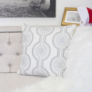 White Holiday Embroidered Velvet Throw Pillow with Insert 20x20 Set of 2