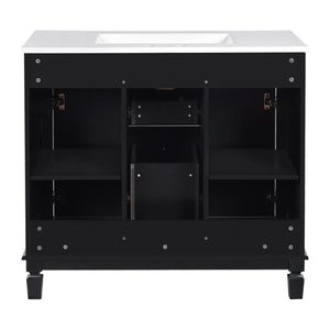 Bathroom Vanity With Top Sink, Basin On Cabinet With 2 Soft Closing Doors And 2 Drawers