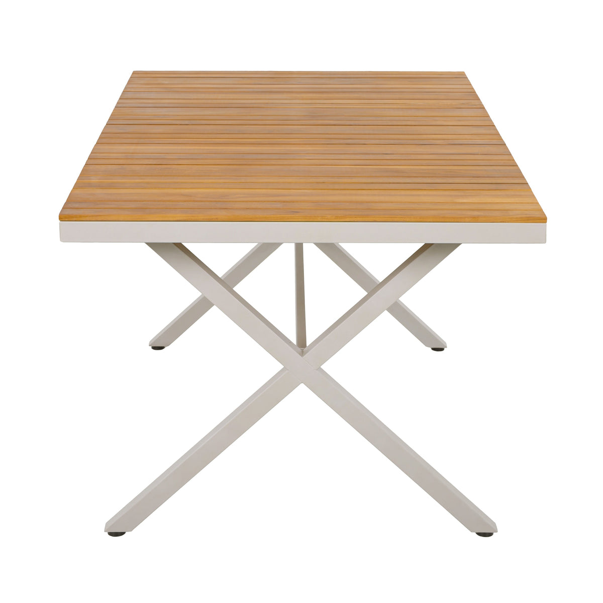 Teak Wood Top Outdoor Table with Steel Frame