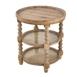 23.5 x 25' Round 3-Tiered Side Table, Brown