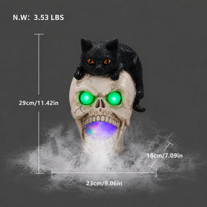 Halloween Cat Skull Statue
