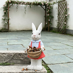Charming Hand-Painted Rabbit Garden Statue