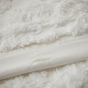 King/Cal King 3 Piece Tufted Cotton Chenille Damask Duvet Cover Set - Off-White