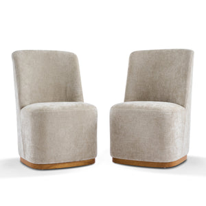 Indoor Dining Chair Set of 2 in Creamy Oatmeal Upholstered Fabric