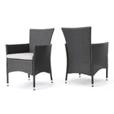 Dimensional Outdoor Dining Chair With Cushion Seat And Iron Frame (Set of 2)