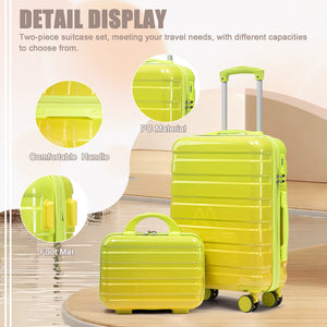 2-Piece Polycarbonate Spinner Wheel Luggage Set with Lock - Green & Yellow
