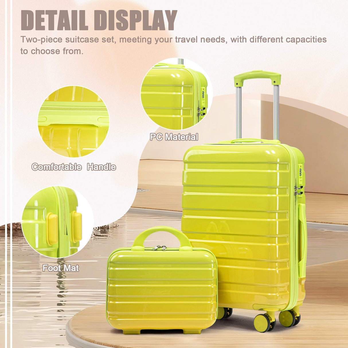14'/20' 2-Piece PC Spinner Wheel Luggage Set with Gradient Color and Lock