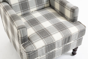 Upholstered Accent Chair, Vintage Armchair with Solid Wood Legs