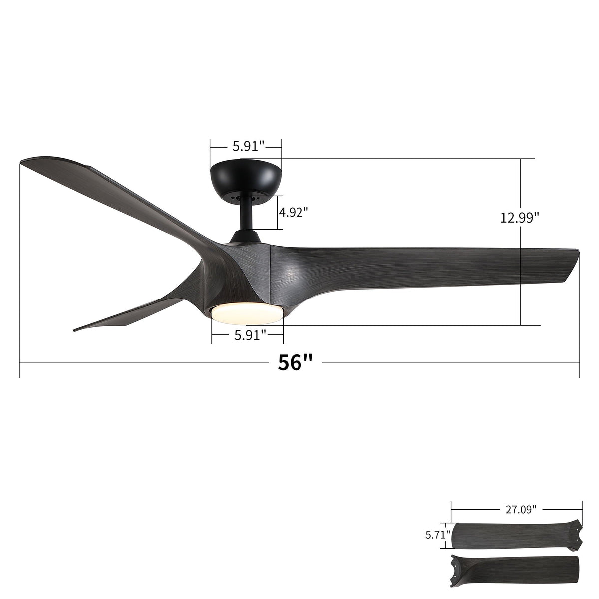 Reversible Quiet Motor Ceiling Fan Light With ABS Blades
