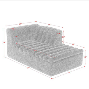 Upholstered L-Shaped Modular Sectional Sofa With Chaise, Wave-Shaped Armrest