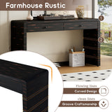 Curved Console Table with StorageDistressed Black