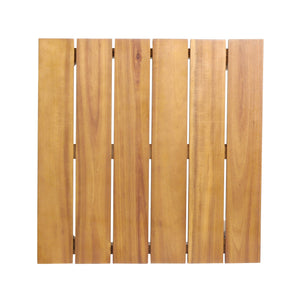 Acacia Wood Outdoor Set: 2 Club Chairs and Rustic Slat Side Table