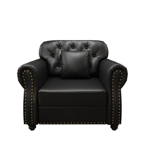 Upholstered Sofa With Nailhead Trim, Rolled Armrests With Ottoman