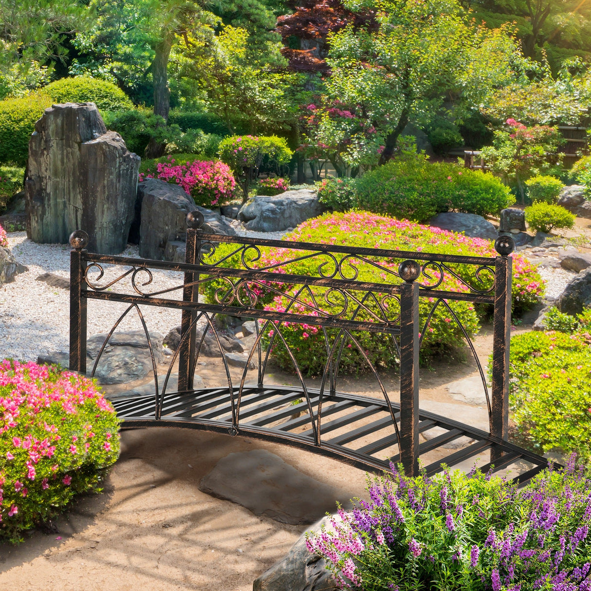 Outsunny Metal Arch Zen Garden Bridge