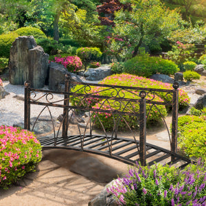 Outsunny Metal Arch Zen Garden Bridge
