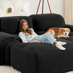 U-Shaped Modular Sofa with Breathable Corduroy Fabric