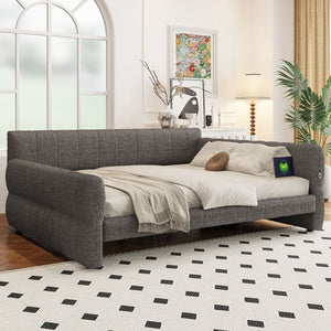 Upholstered Platform Bed With USB Charging