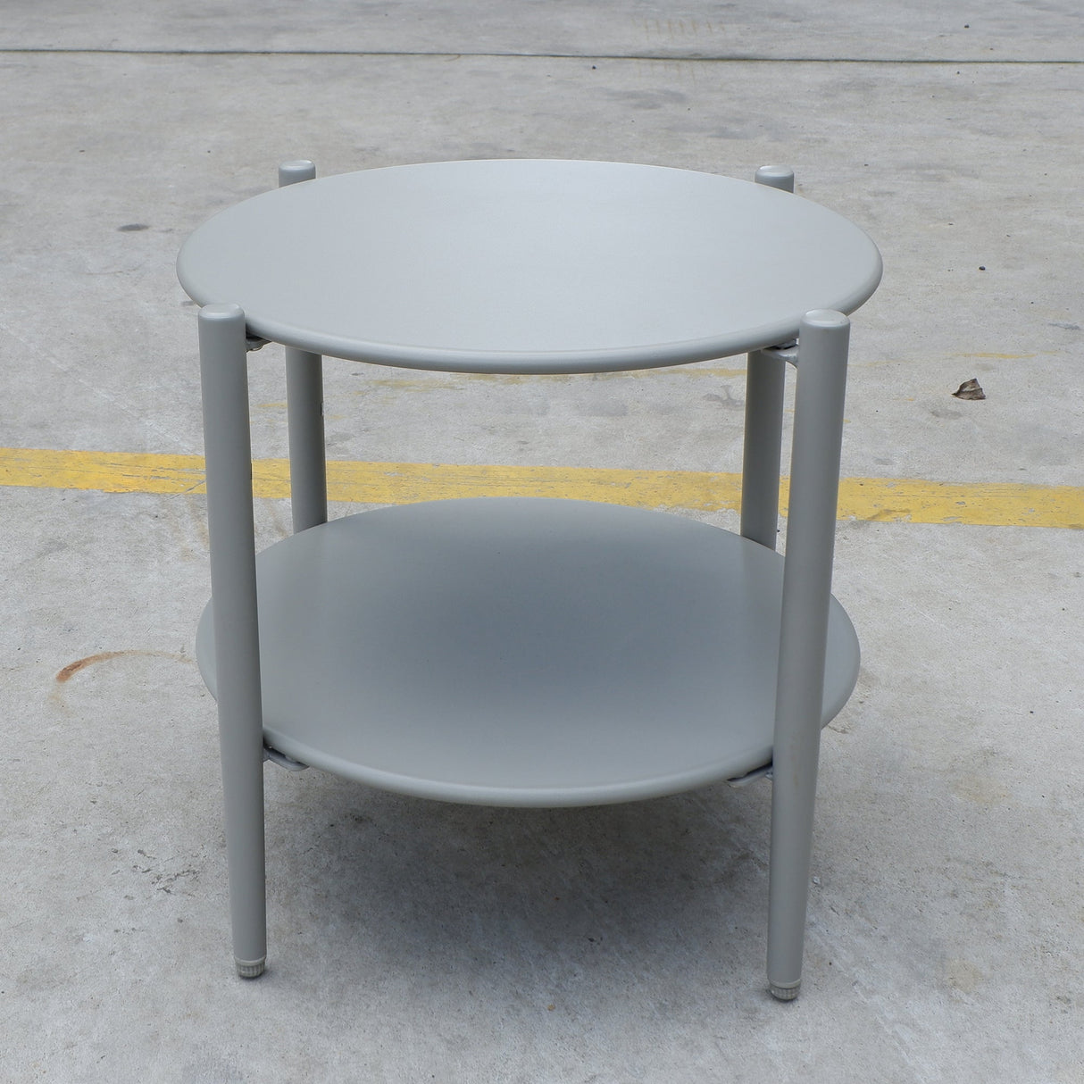 Metal Round Side Table - 2-Tier Outdoor End Table