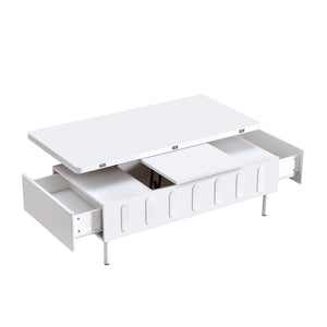 Lift Top Coffee Table With 2 Drawers and Hidden Storage Compartment for Living Room