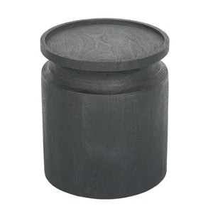 Black Wooden Cylinder Side Table