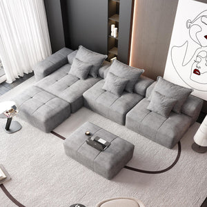 Modern Oversized Modular Sectional Sofa with Pillows - Multiple Colors