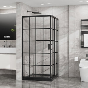 Goodyo Corner Shower Enclosure with Double Sliding Doors
