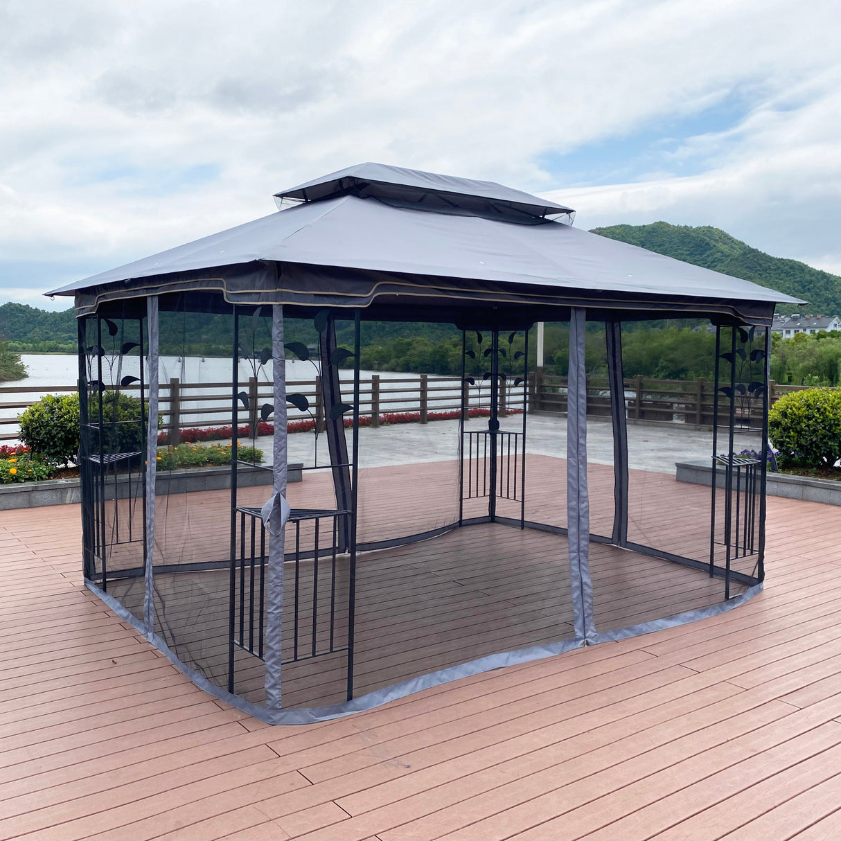 Gazebo tent with double roof & mosquito net