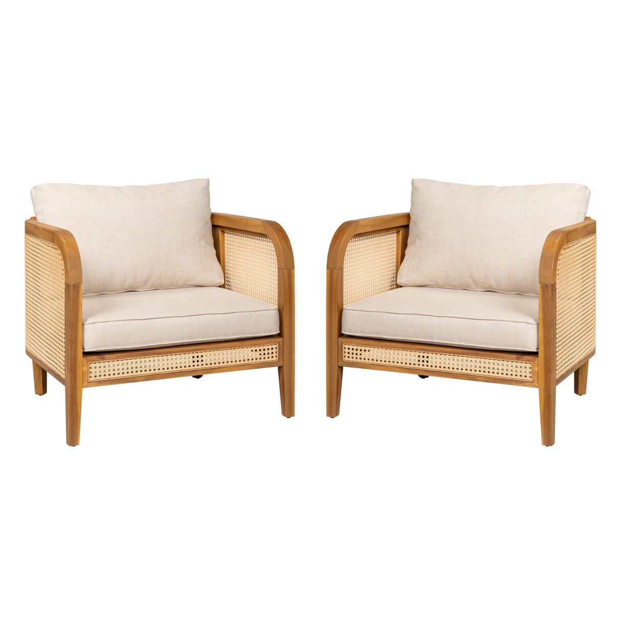 Kirkby Outdoor Rattan  Cushioned Arm Chair (Set of 2)