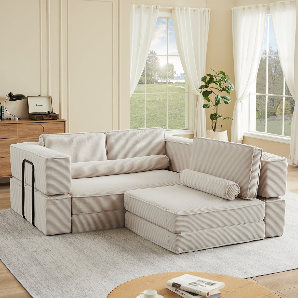 Large Modern Corduroy Sofa Can Be Freely Combined